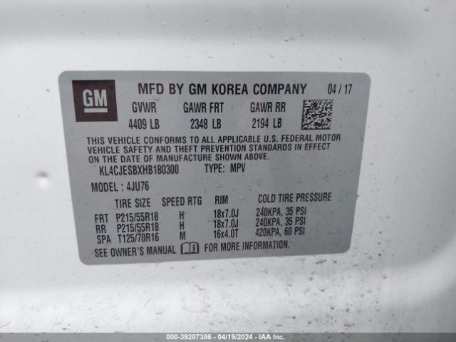 KL4CJESBXHB180300 Buick Encore Preferred