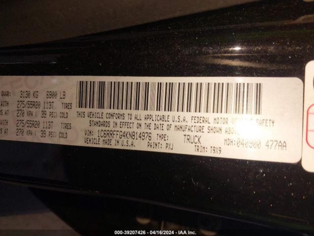 1C6RRFFG4KN814976 RAM 1500 Big Horn/lone Star  4x4 5'7 Box