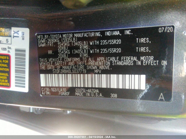 Toyota Highlander Platinum 2020 5TDFZRBH0LS037719 Image 9