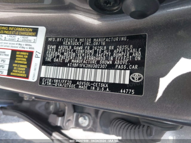 Toyota CAMRY SE 2017 4T1BF1FK3HU302307 Image 9
