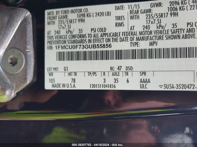 Ford ESCAPE S 2016 1FMCU0F73GUB55856 Image 9