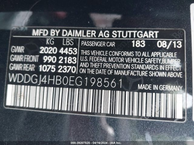 WDDGJ4HB0EG198561 Mercedes-Benz C 250