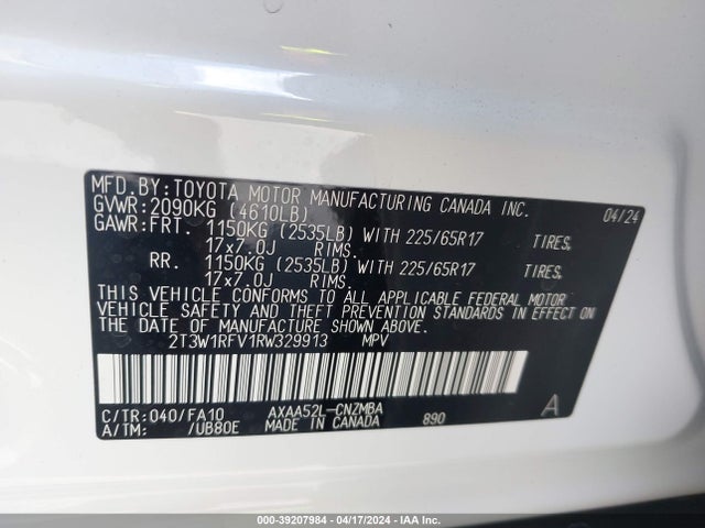 Toyota Rav4 Xle 2024 2T3W1RFV1RW329913 Image 9