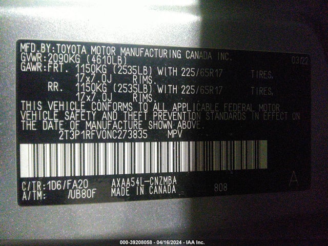 Toyota Rav4 Xle 2022 2T3P1RFV0NC273835 Image 9