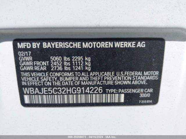 WBAJE5C32HG914226 BMW 540I