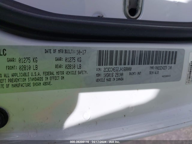2C3CCAEG2JH168000 Chrysler 300 Limited