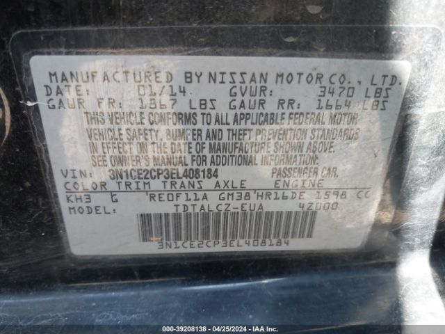 3N1CE2CP3EL408184 Nissan Versa Note S Plus
