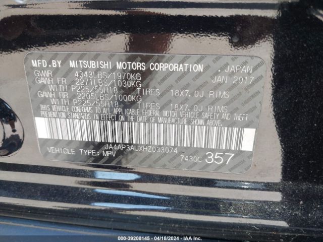 JA4AP3AUXHZ033074 Mitsubishi Outlander Sport 2.0 Le