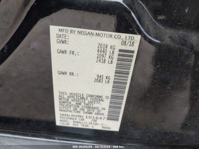 Nissan Altima 2.0 Edition One 2019 1N4AL4FV9KC101647 Image 9