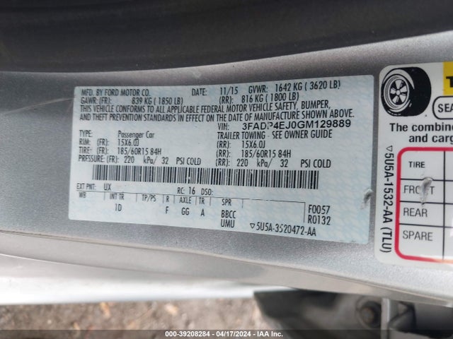 Ford FIESTA SE 2016 3FADP4EJ0GM129889 Image 9