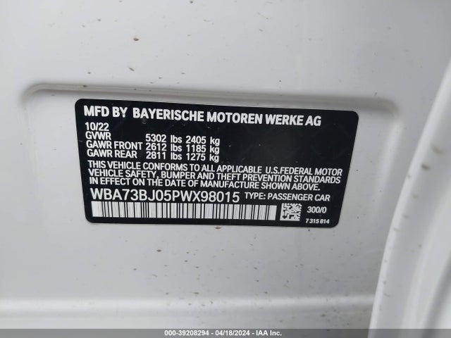 BMW 540 I Xdrive 2023 WBA73BJ05PWX98015 Image 9