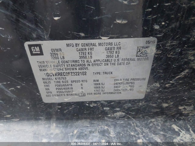 Chevrolet Silverado 1500 1lt 2015 1GCVKREC0FZ322102 Image 9