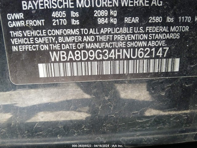 WBA8D9G34HNU62147 BMW 330i Xdrive