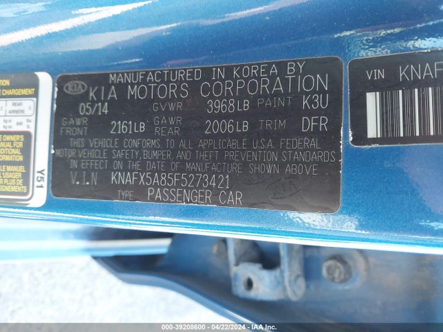 KIA FORTE EX 2015 KNAFX5A85F5273421 Image 9