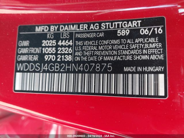 WDDSJ4GB2HN407875 Mercedes-Benz CLA 250 4MATIC