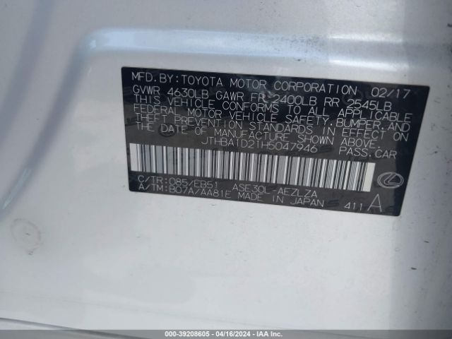 JTHBA1D21H5047946 Lexus IS 200T