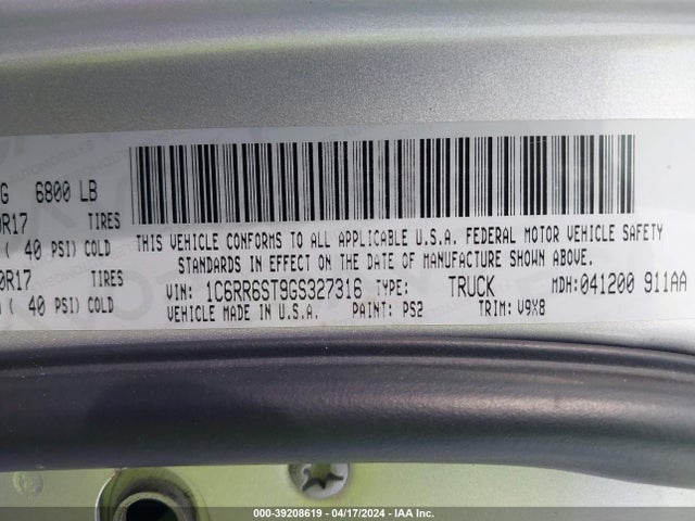RAM 1500 Tradesman 2016 1C6RR6ST9GS327316 Image 9