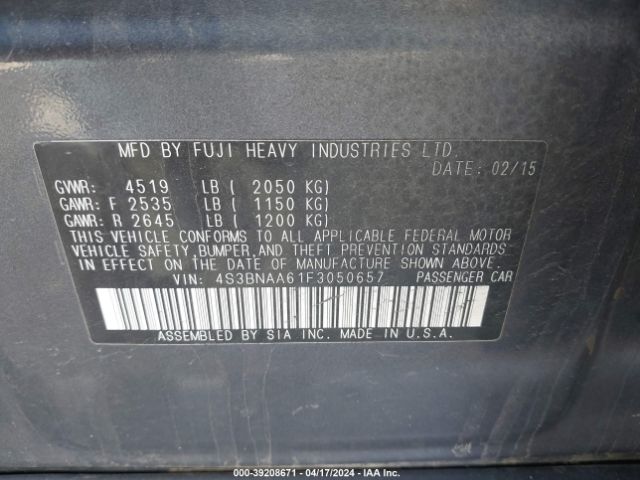 4S3BNAA61F3050657 Subaru Legacy 2.5i