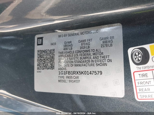 Chevrolet Camaro 1lt 2019 1G1FB1RX5K0147579 Image 9