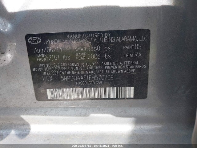 Hyundai ELANTRA SE 2015 5NPDH4AE1FH570709 Image 9