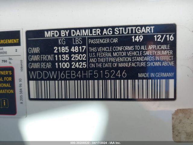 WDDWJ6EB4HF515246 Mercedes-Benz Amg C 43 4matic