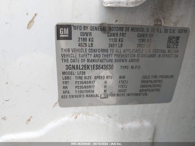 Chevrolet Captiva Sport 2ls 2014 3GNAL2EK1ES643630 Image 9