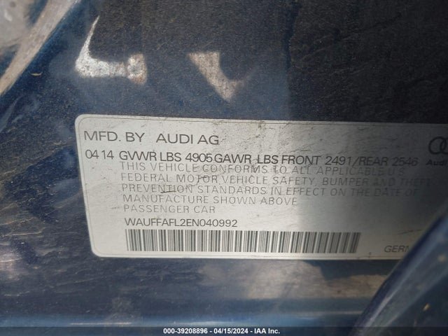 Audi A4 2.0t Premium 2014 WAUFFAFL2EN040992 Image 9