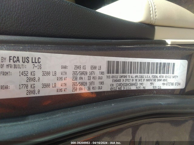 Dodge DURANGO GT 2017 1C4RDHDG6HC600453 Image 9