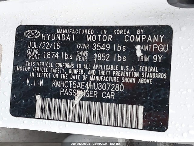 Hyundai ACCENT SE 2017 KMHCT5AE4HU307280 Image 9