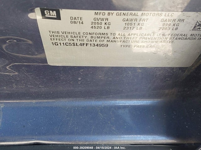 Chevrolet MALIBU 1LT 2015 1G11C5SL4FF134959 Image 9