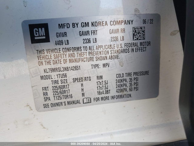 Chevrolet Trailblazer Awd Lt 2022 KL79MRSL3NB142651 Image 9
