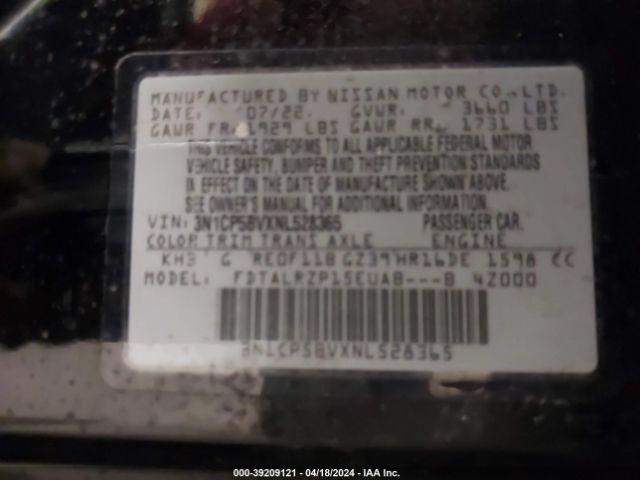 3N1CP5BVXNL528365 Nissan Kicks S Xtronic Cvt