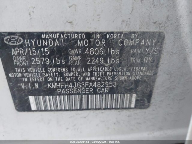 KMHFH4JG3FA482953 Hyundai Azera Limited