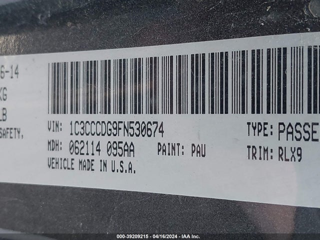 Chrysler 200 S 2015 1C3CCCDG9FN530674 Image 9