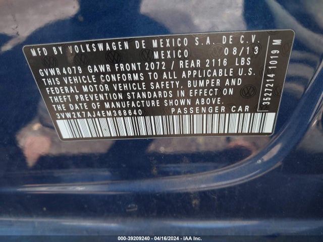 3VW2K7AJ4EM368640 Volkswagen Jetta 2.0l S