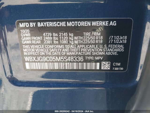 BMW X1 Xdrive28i 2021 WBXJG9C05M5S48336 Image 9