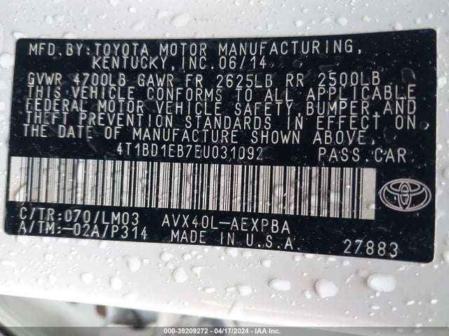 Toyota Avalon Hybrid Limited 2014 4T1BD1EB7EU031092 Image 9