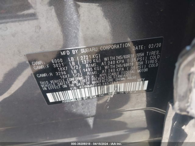 4S4WMAFD4L3457651 Subaru Ascent Premium
