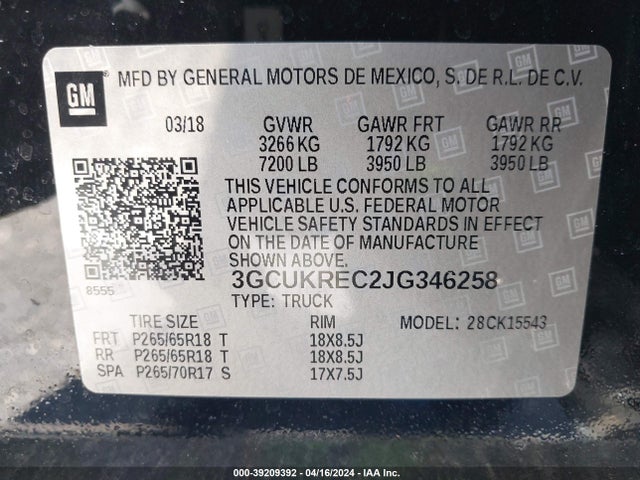 Chevrolet Silverado 1500 2lt 2018 3GCUKREC2JG346258 Image 9