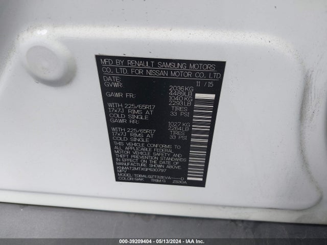 Nissan ROGUE SV 2016 KNMAT2MTXGP630797 Image 9