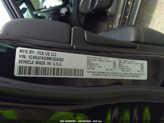 1C4RJFAG8MC656082 Jeep Grand Cherokee Laredo X 4x4