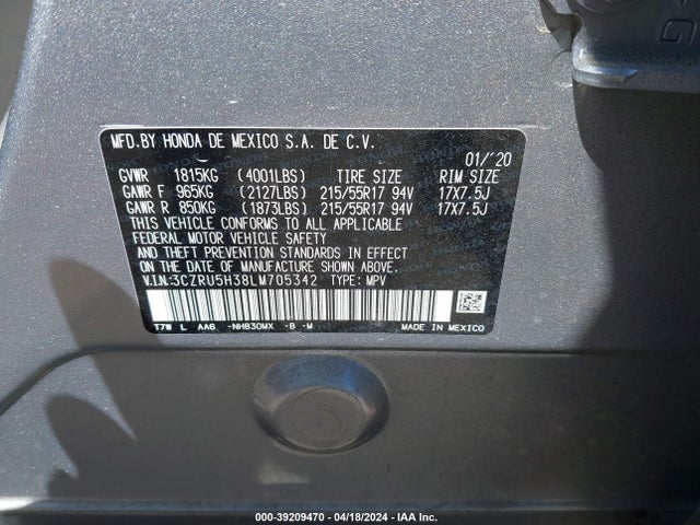 Honda Hr-v 2wd Lx 2020 3CZRU5H38LM705342 Image 9