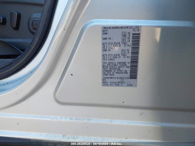 Nissan Pathfinder Sl 2018 5N1DR2MM3JC636519 Image 9
