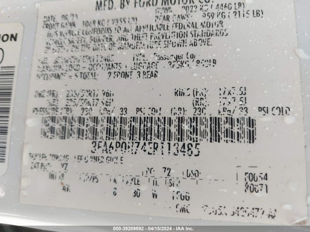 Ford FUSION SE 2014 3FA6P0H74ER113485 Image 9