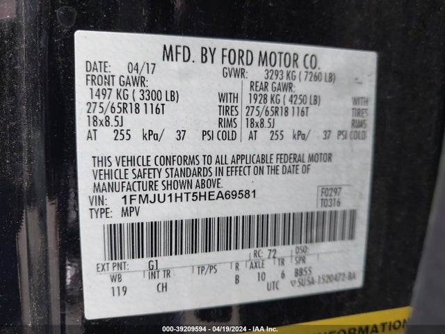 Ford Expedition Xlt 2017 1FMJU1HT5HEA69581 Image 9