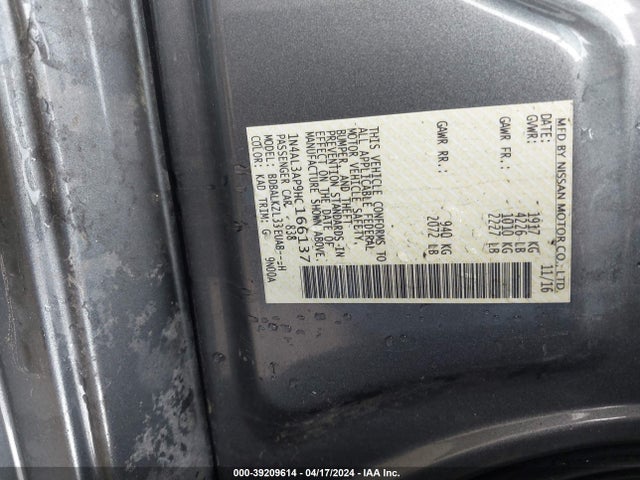 Nissan Altima 2.5 Sv 2017 1N4AL3AP9HC166137 Image 9