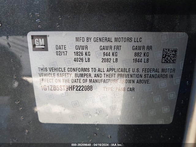 Chevrolet MALIBU LS 2017 1G1ZB5ST9HF222088 Image 9