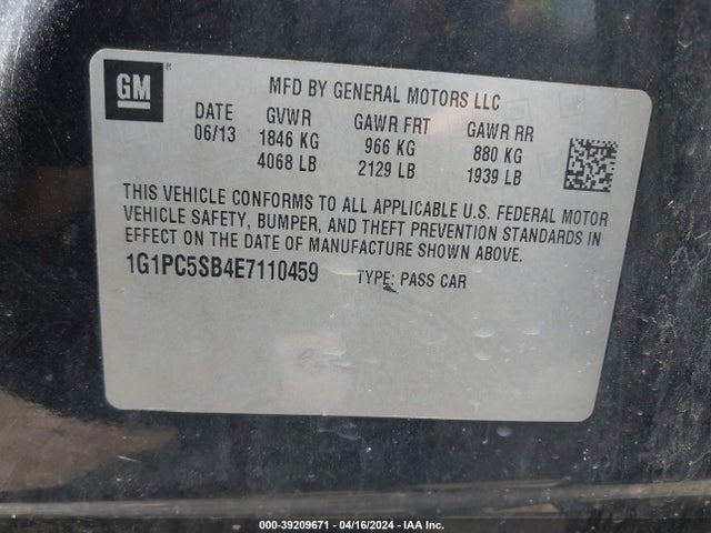 Chevrolet Cruze 1lt Auto 2014 1G1PC5SB4E7110459 Image 9