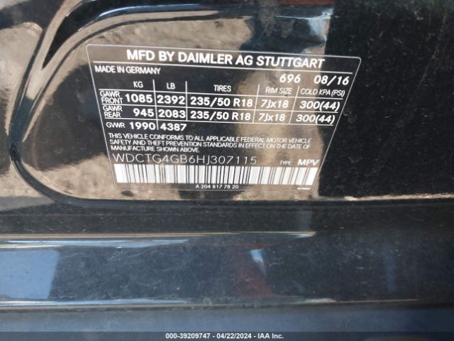 WDCTG4GB6HJ307115 Mercedes-Benz Gla 250 4matic