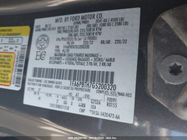 1FA6P8TH7G5200320 Ford Mustang Ecoboost Premium